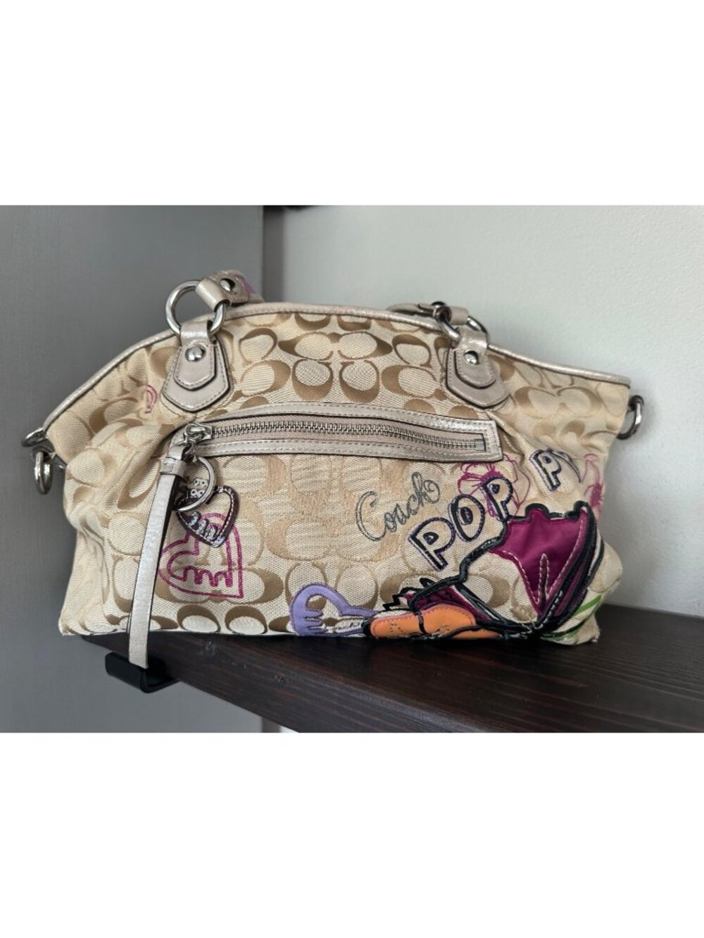 COACH Vintage Poppy Petal Signature Shoulder Bag Purse Y2K 2000s
